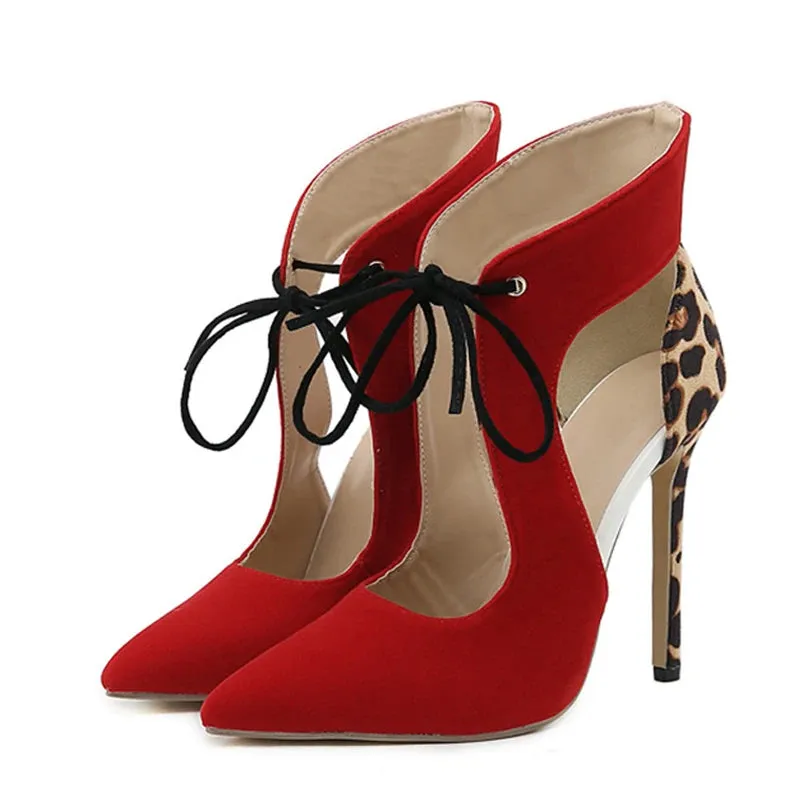 Fashion Cross-Tied red animal print Pumps Shoes