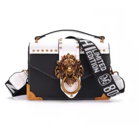 Fashion Designer Metal Lion Head Square Pack Shoulder Bag Crossbody Clutch Women Wallet Handbags 1