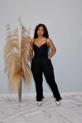Fashion Fix Fringe Joggers- Black
