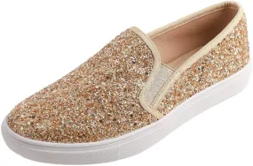 Fashion Slip-On Gold Glitter Casual Flat Loafers