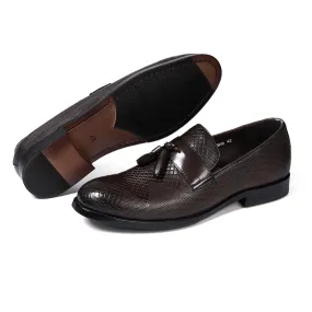 Fashion Tassel Loafers Men's Business Casual Leather Shoes Men's Slip-on Embossed Leather All-Matching Men's Shoes Guangzhou Factory