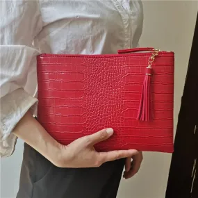 Fashion Tassels women clutch bag 2021 new crocodile pu leather lady envelope evening bag female Clutches purse and Handbag bolsa