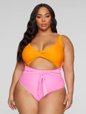 Fashion To Figure - Lenora Colorblock One-Piece Swimsuit