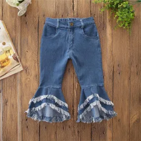 Fashion Toddler Girl Fringed-hem Jeans Bell-bottoms