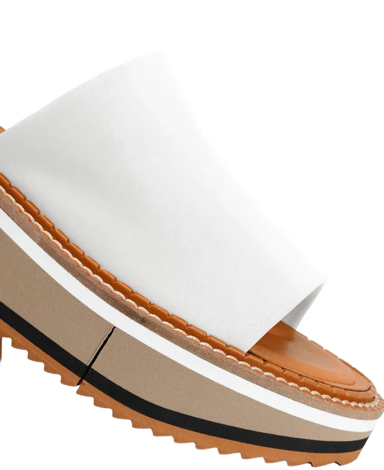 Fast Slip-On White Leather Mules(carryover style)