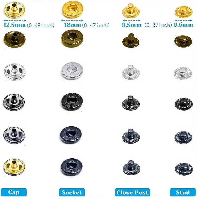 Fastenings 120 Sets WeluvFit Premium Leather Snap Fasteners Kit