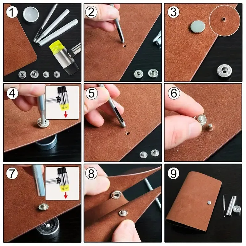 Fastenings 120 Sets WeluvFit Premium Leather Snap Fasteners Kit