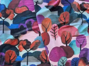Fauvist Landscape Pink Viscose Jersey Knit (Made in Italy)