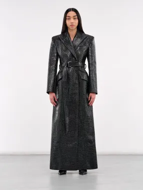 Faux Croc Trench Coat (CTVLBK02-BLACK)