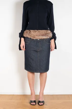 Faux Fur Hybrid Denim Skirt