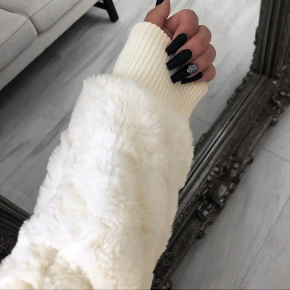 Faux Fur Zip-Up Jacket with Hood