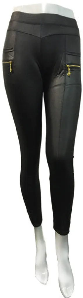 faux leather legging with pockets and zippers Case of 12
