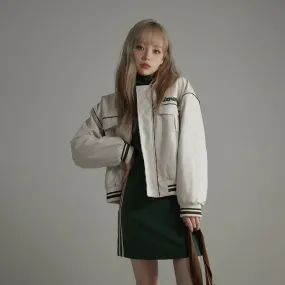 Faux Leather Pocket Zip-Up Jacket