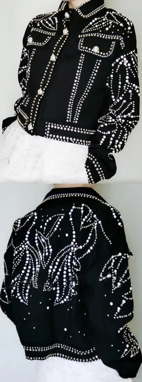 Faux-Pearl Embellished Jacket