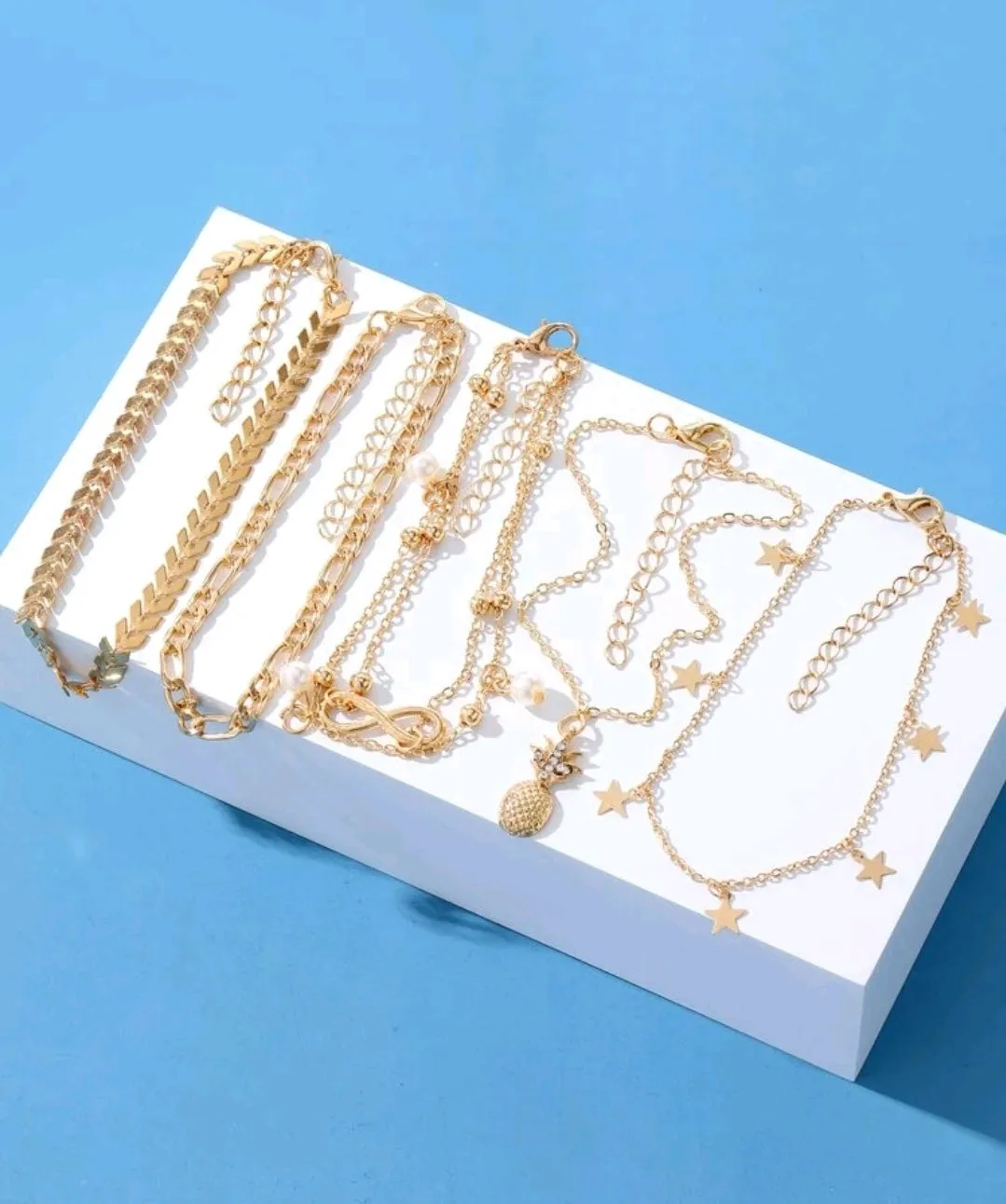 Faux Pearls Decor Anklets.