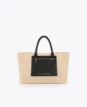 Faux shearling tote bag