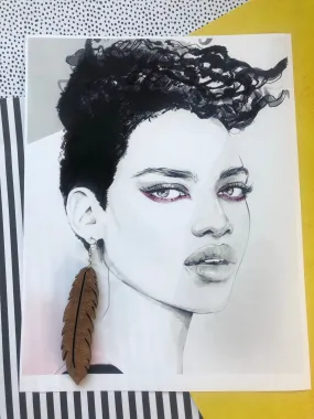 Feather Wooden Earrings