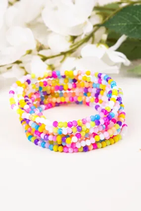 Feeling Happy Pastel Multi-Color Beaded Bracelet Set