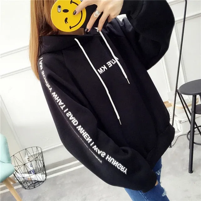 Female Hoodie Pink Black Hoodies Women Long Sleeve  For Women
