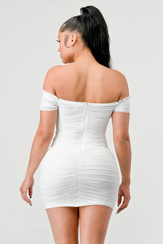 Femme Fatale Mesh Off Shoulder Dress
