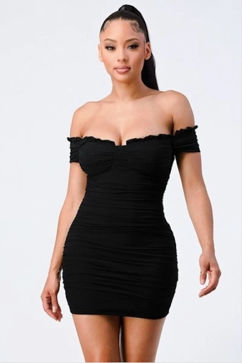 Femme Fatale Mesh Off Shoulder Dress