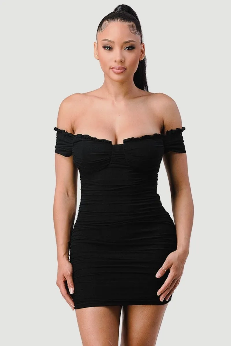 Femme Fatale Mesh Off Shoulder Dress