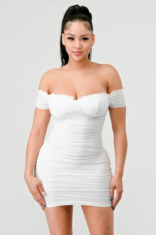 Femme Fatale Mesh Off Shoulder Dress