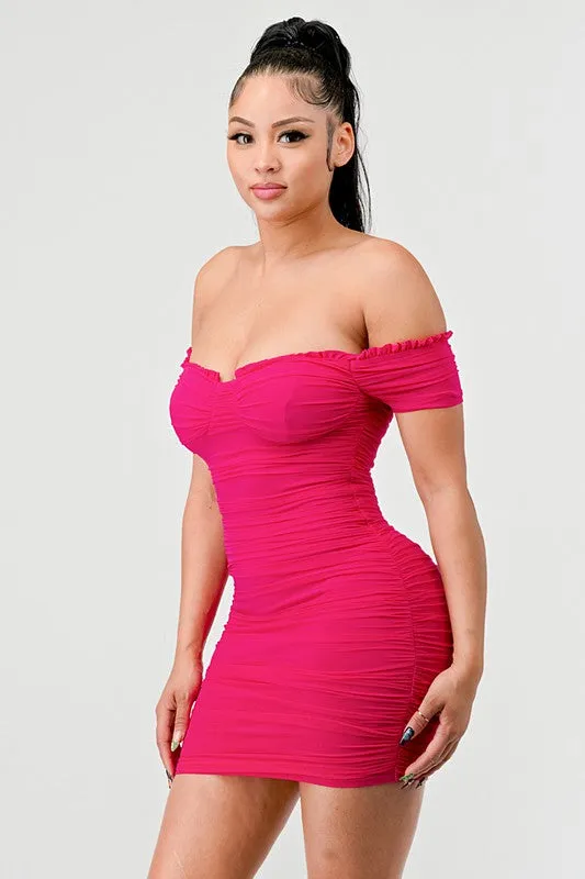 Femme Fatale Mesh Off Shoulder Dress