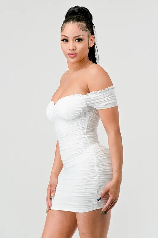 Femme Fatale Mesh Off Shoulder Dress