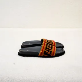 Fendi Brown FF Fur Slip On Slides, 37