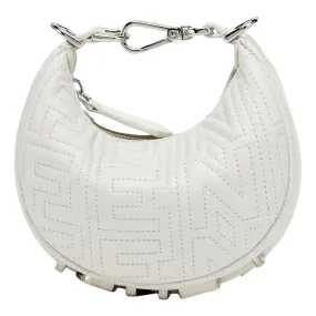 Fendi x Marc Jacobs Fendigraphy Blanco Hobo Leather Nano Bag