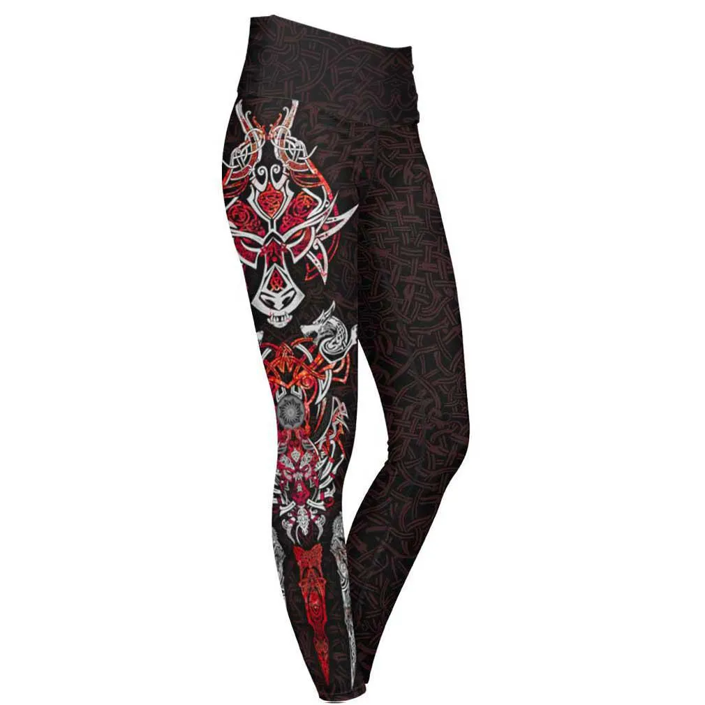 Fenrir High Waisted Leggings - Red Edition
