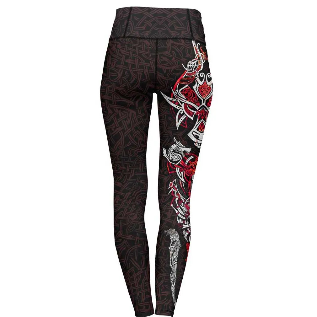 Fenrir High Waisted Leggings - Red Edition