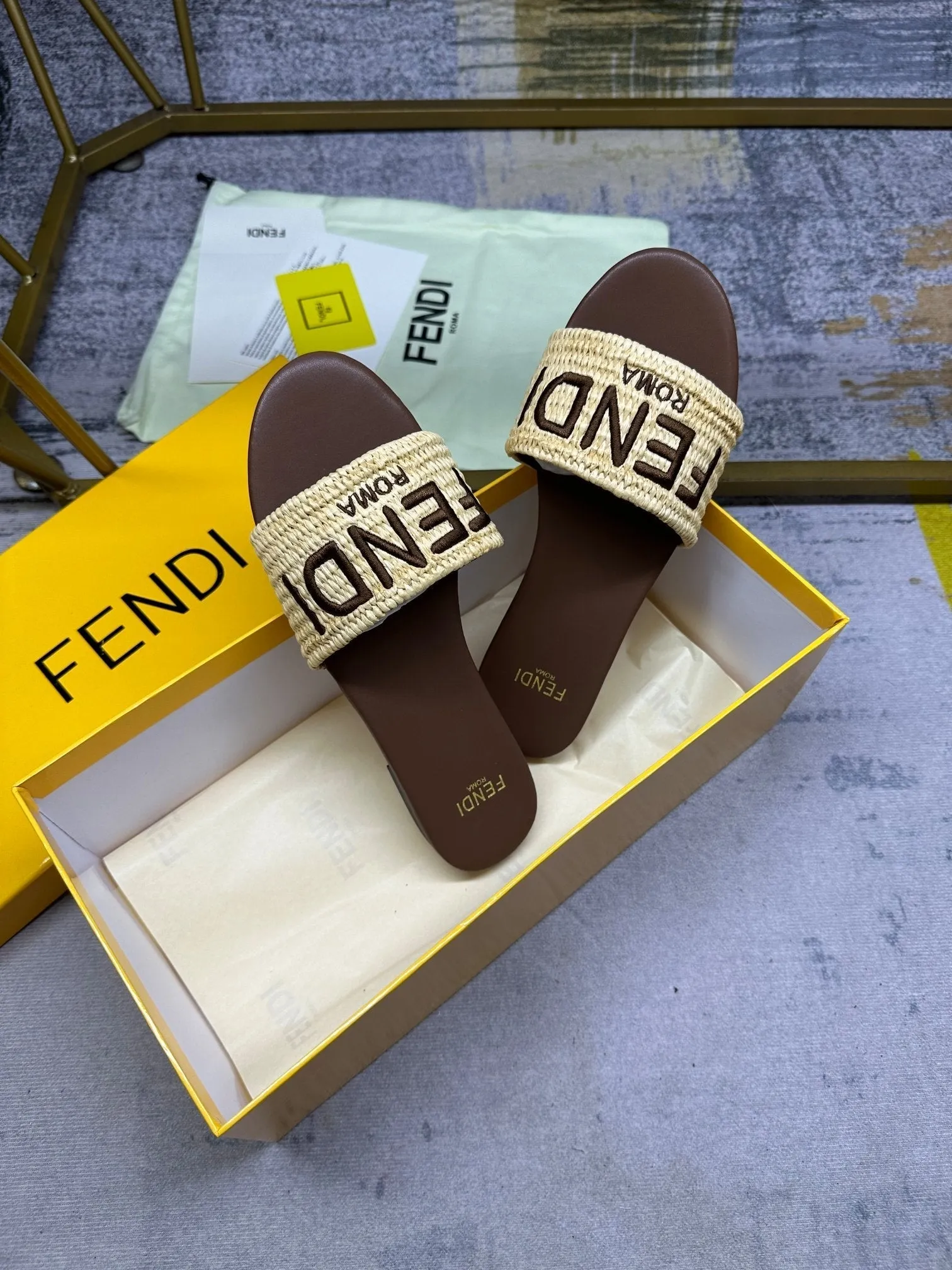 FF Signature 10 Yellow Brown Cotton Fibre Slide