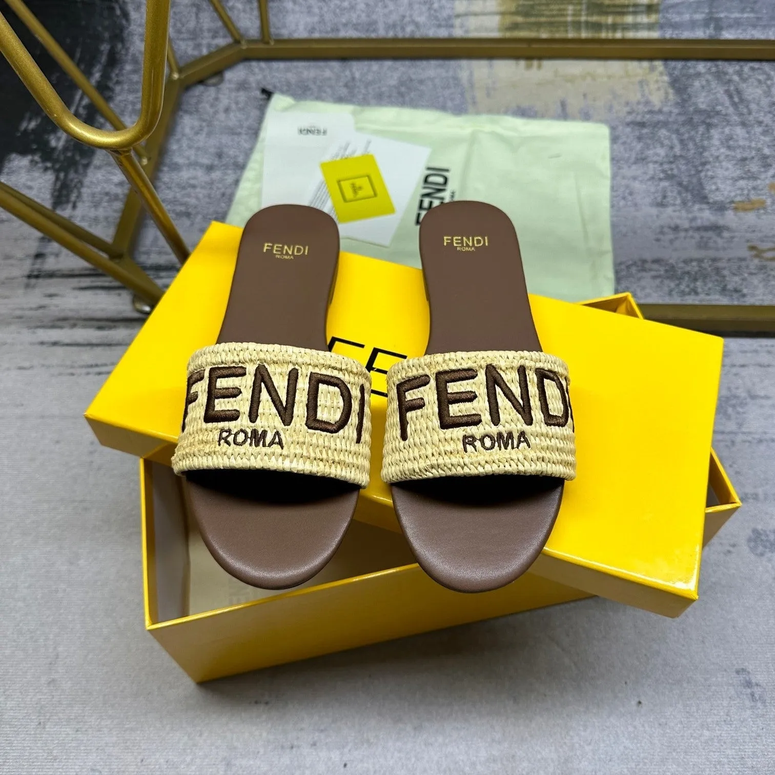 FF Signature 10 Yellow Brown Cotton Fibre Slide