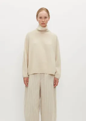 Fine Wool Loose High Neck Pullover — Ivory