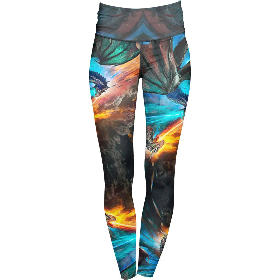 Fire and Ice Dragons High Waisted Leggings