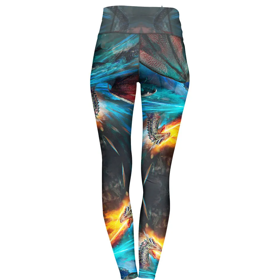Fire and Ice Dragons High Waisted Leggings