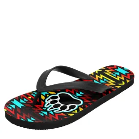 Fire Colors and Turquoise Bearpaw Flip Flops