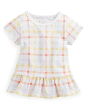 First Impressions Baby Girls Bloom Plaid Peplum T-Shirt