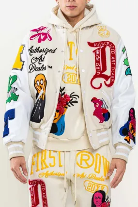 First Row ART DEALER GRAPHIC VARSITY JACKET