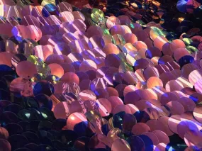 Fish Scale Circle Mermaid Fabric Sequin Iridescent Fabric (Pink/Blue)
