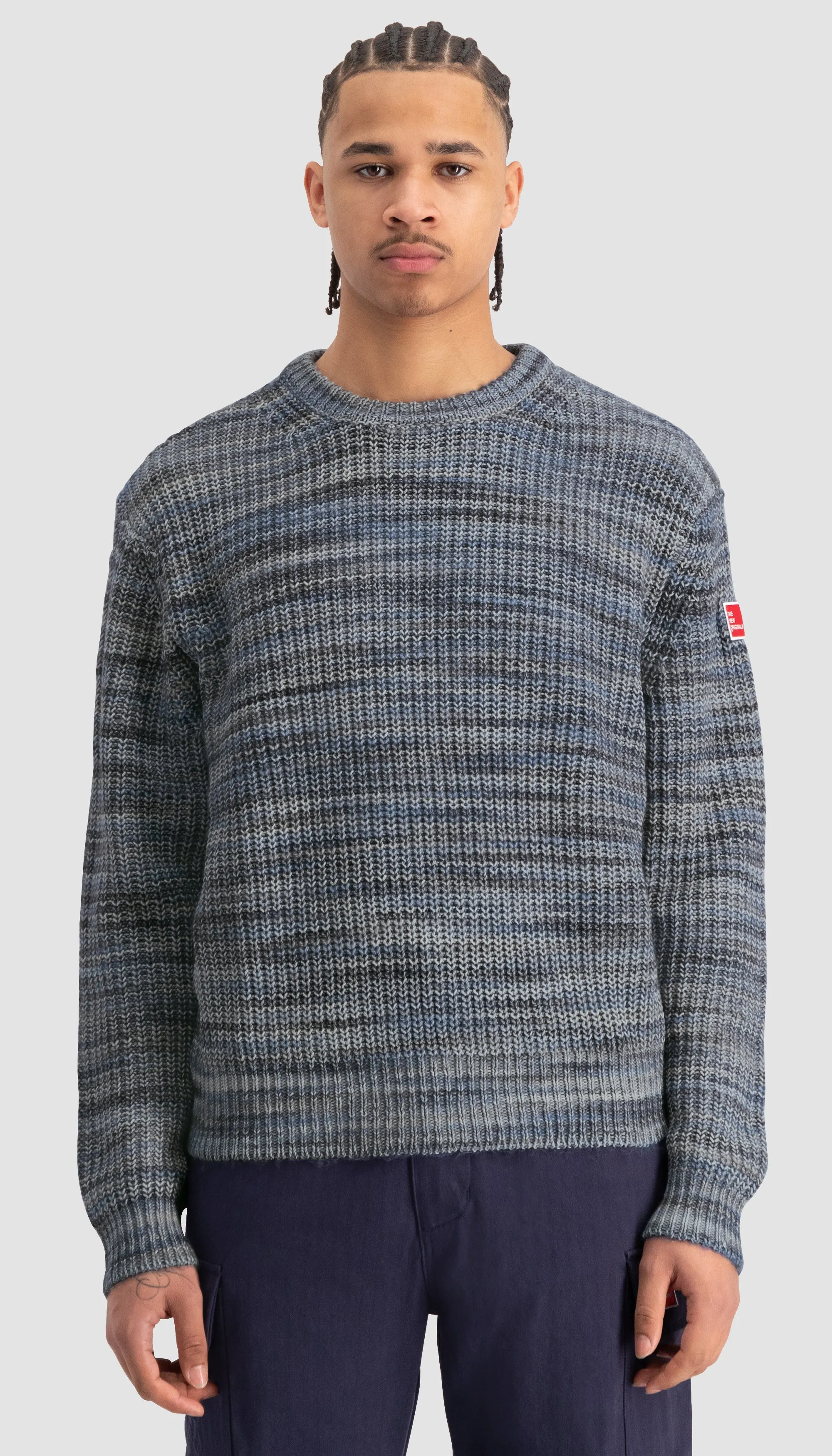 Fisherman Rib Knit Crewneck Navy Melange