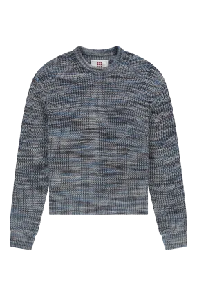 Fisherman Rib Knit Crewneck Navy Melange