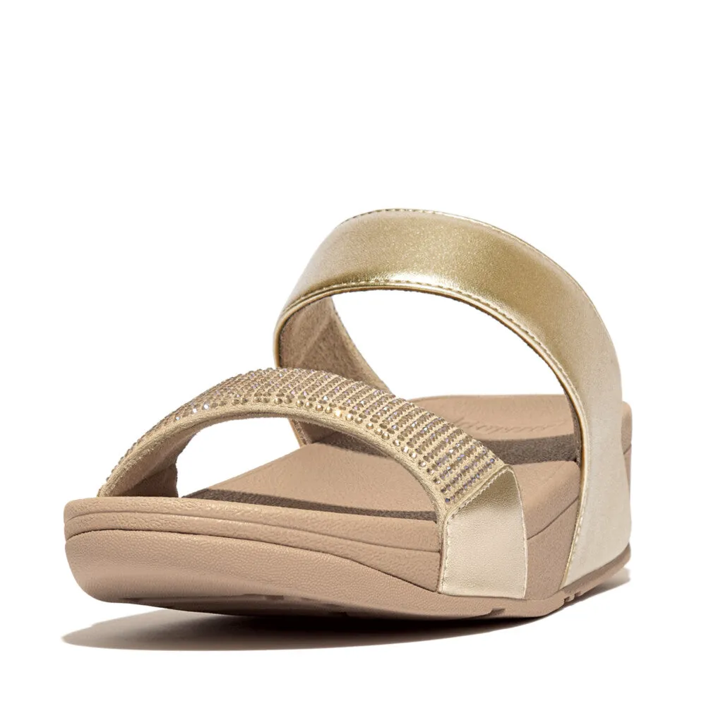 Fitflop Lulu Crystal Embellished Slides Latte Beige