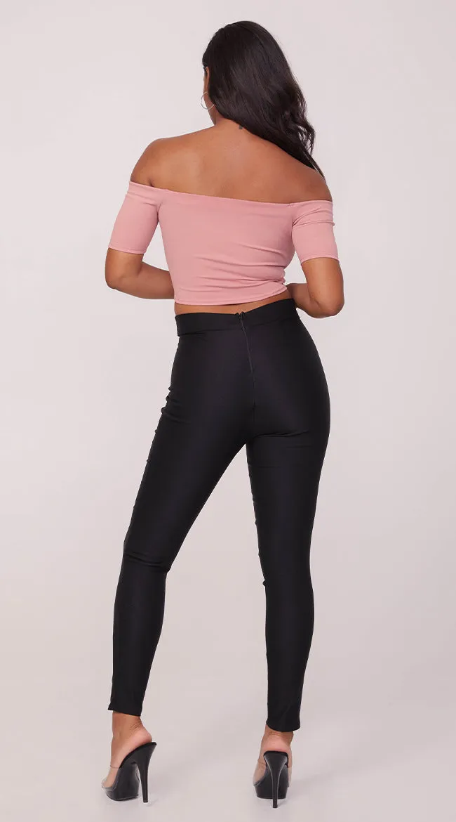 Fitted High Waisted Bow Pants