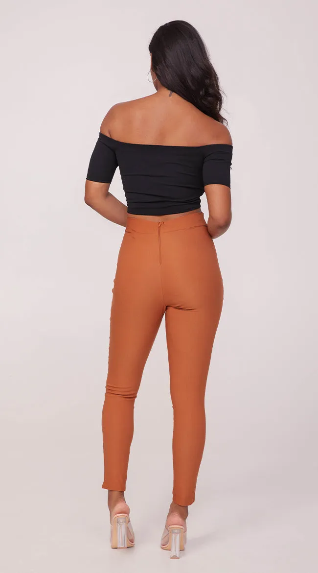 Fitted High Waisted Bow Pants