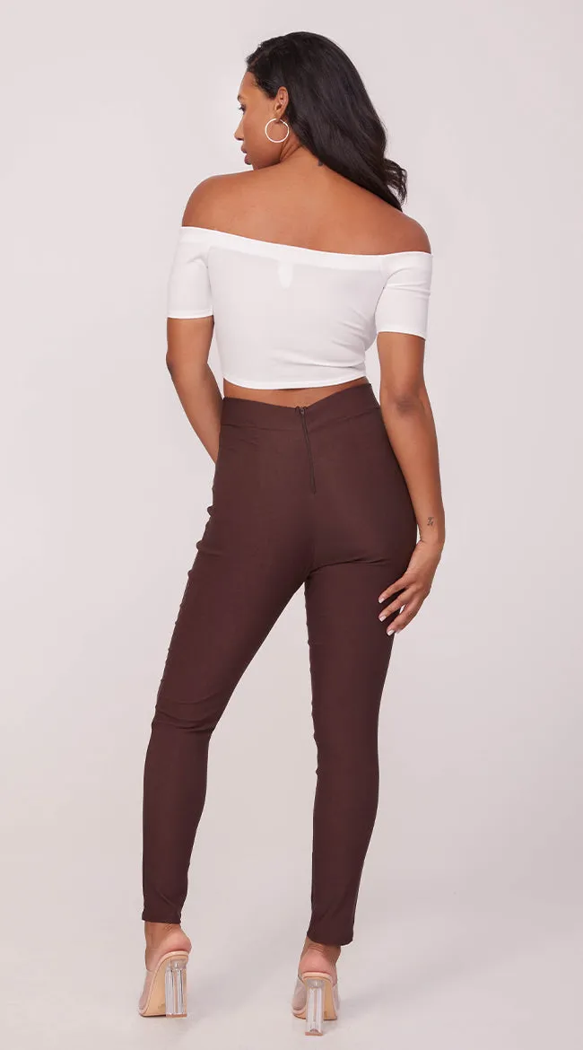 Fitted High Waisted Bow Pants