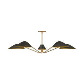 Five Light Pendant from the Oscar Collection in Matte Black/Aged Gold Finish by Alora