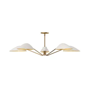 Five Light Pendant from the Oscar Collection in White/Aged Gold Finish by Alora